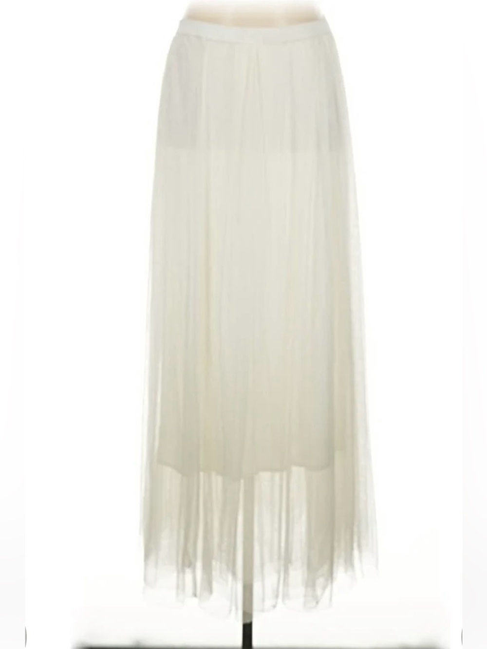 Peruvian Connection Giselle Tulle Midi Skirt White Elastic Waist